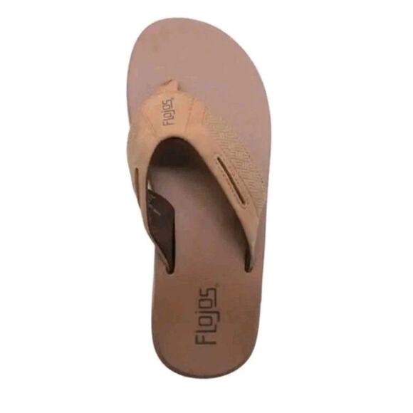 Flojos Men's Flip Flop Sandals, Tan, Size 9 Memory Foam Thong Comfort Shoe NEW - Picture 5 of 9